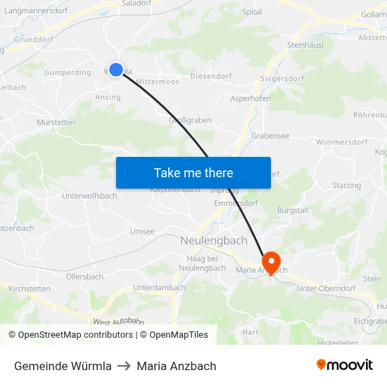 Gemeinde Würmla to Maria Anzbach map