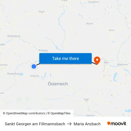 Sankt Georgen am Fillmannsbach to Maria Anzbach map