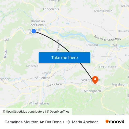 Gemeinde Mautern An Der Donau to Maria Anzbach map