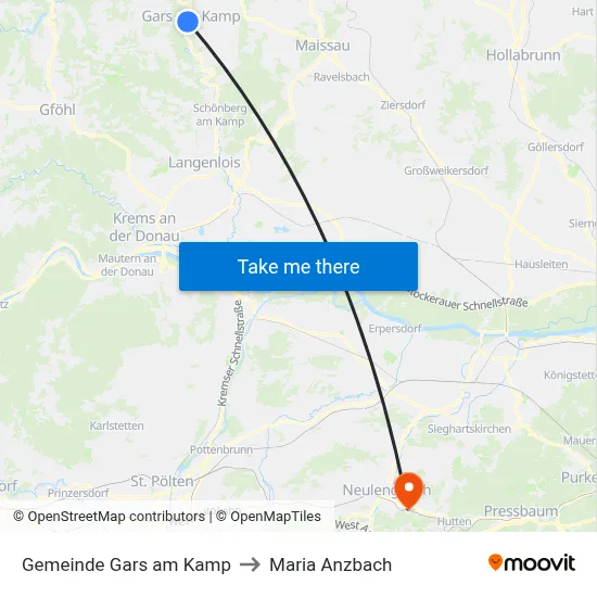 Gemeinde Gars am Kamp to Maria Anzbach map