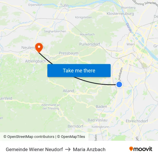 Gemeinde Wiener Neudorf to Maria Anzbach map