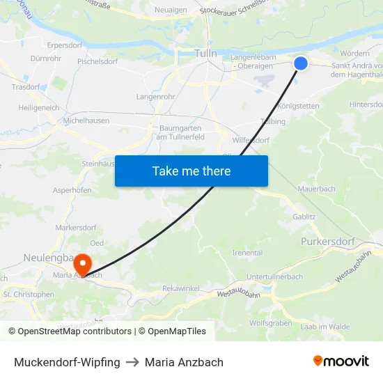 Muckendorf-Wipfing to Maria Anzbach map