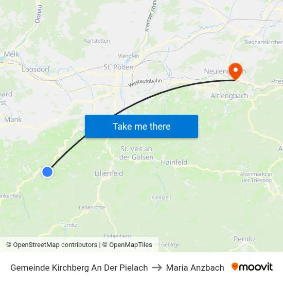 Gemeinde Kirchberg An Der Pielach to Maria Anzbach map