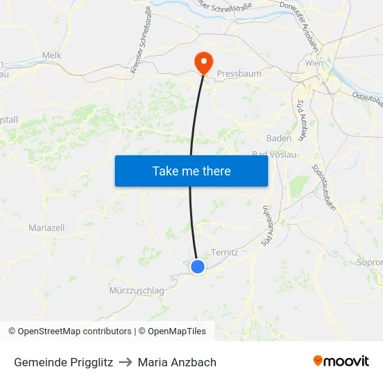 Gemeinde Prigglitz to Maria Anzbach map