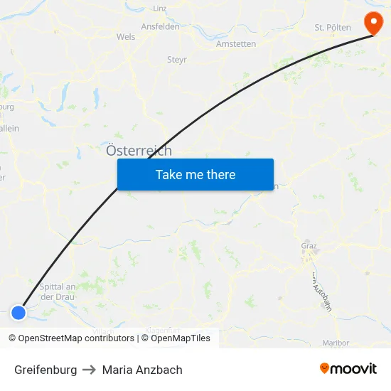 Greifenburg to Maria Anzbach map