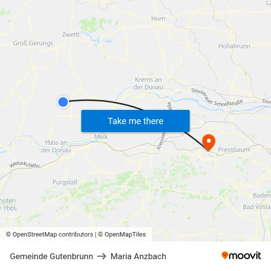 Gemeinde Gutenbrunn to Maria Anzbach map