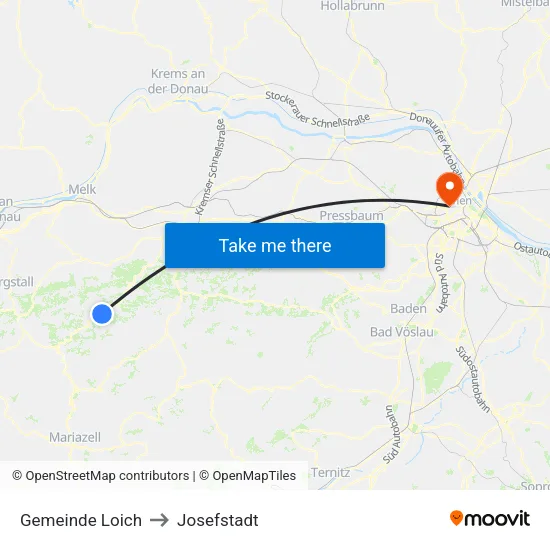 Gemeinde Loich to Josefstadt map