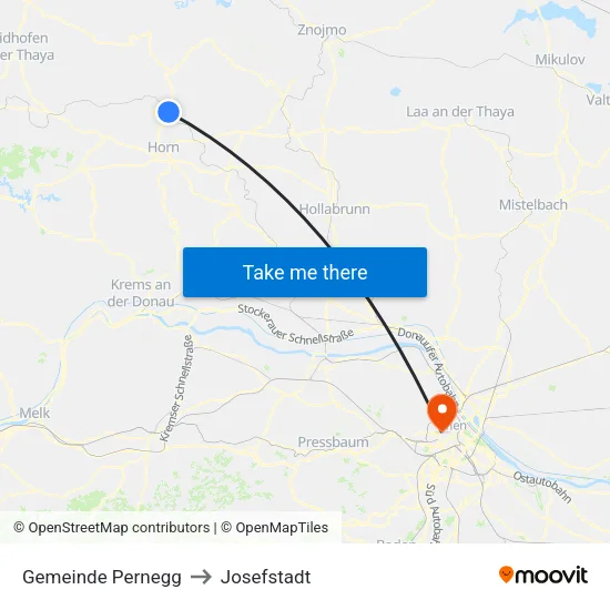 Gemeinde Pernegg to Josefstadt map