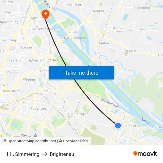 11., Simmering to Brigittenau map
