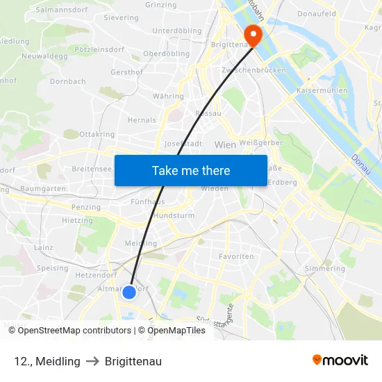 12., Meidling to Brigittenau map