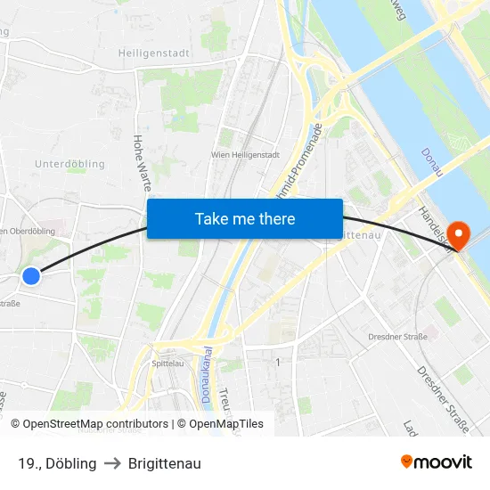 19., Döbling to Brigittenau map