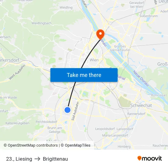 23., Liesing to Brigittenau map