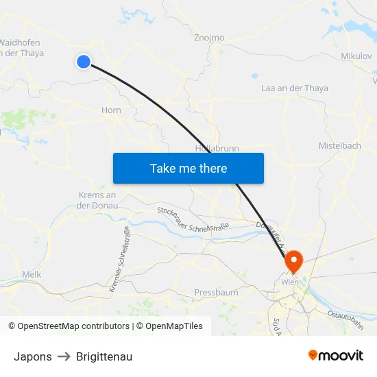 Japons to Brigittenau map