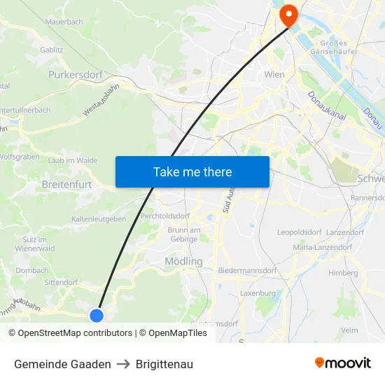 Gemeinde Gaaden to Brigittenau map