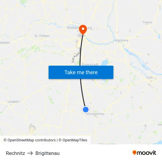 Rechnitz to Brigittenau map