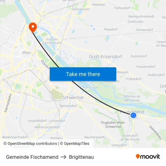 Gemeinde Fischamend to Brigittenau map