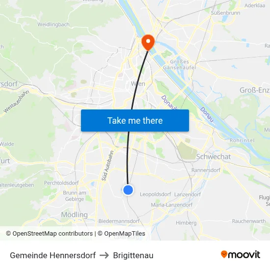 Gemeinde Hennersdorf to Brigittenau map
