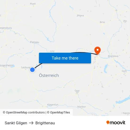 Sankt Gilgen to Brigittenau map