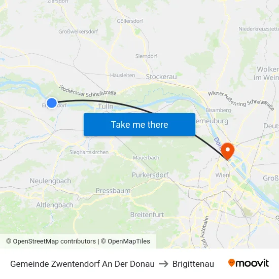 Gemeinde Zwentendorf An Der Donau to Brigittenau map