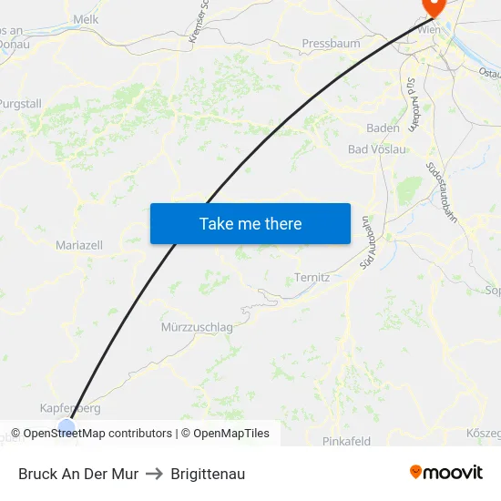 Bruck An Der Mur to Brigittenau map