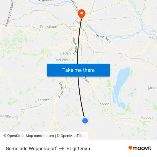 Gemeinde Weppersdorf to Brigittenau map