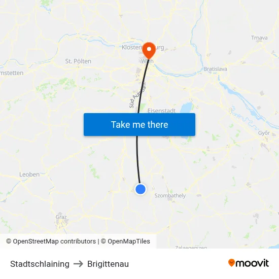Stadtschlaining to Brigittenau map