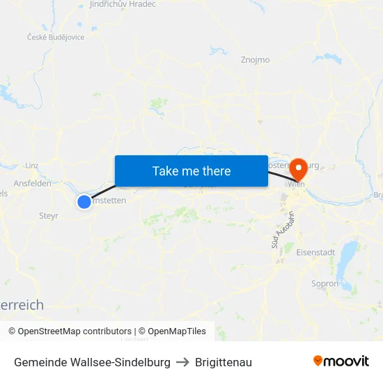 Gemeinde Wallsee-Sindelburg to Brigittenau map