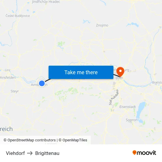 Viehdorf to Brigittenau map