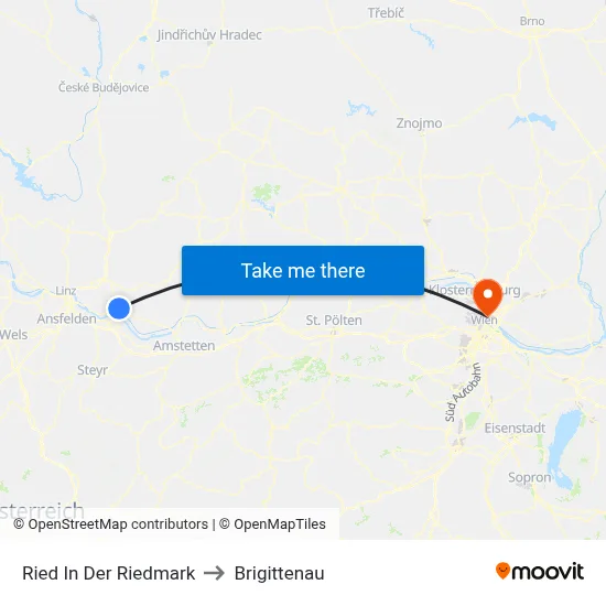 Ried In Der Riedmark to Brigittenau map