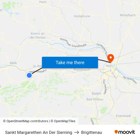 Sankt Margarethen An Der Sierning to Brigittenau map