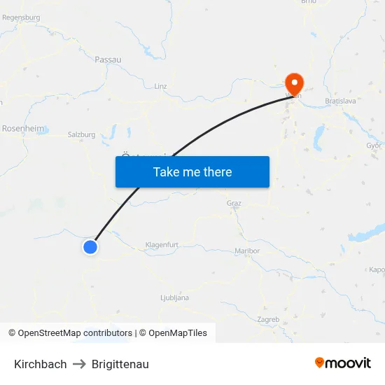 Kirchbach to Brigittenau map