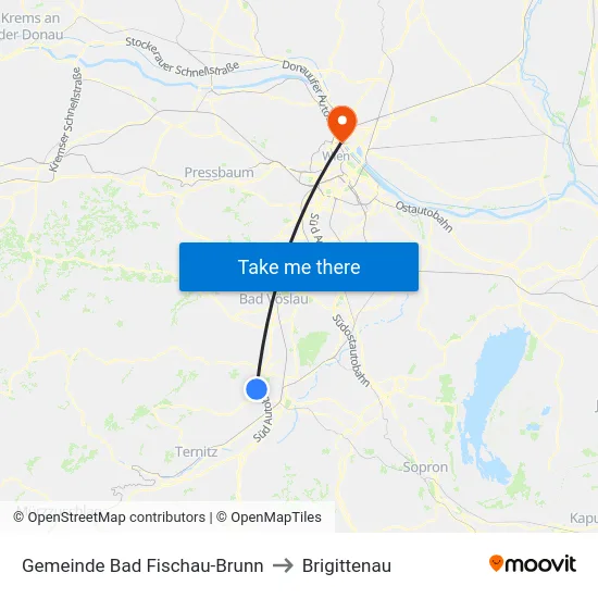 Gemeinde Bad Fischau-Brunn to Brigittenau map