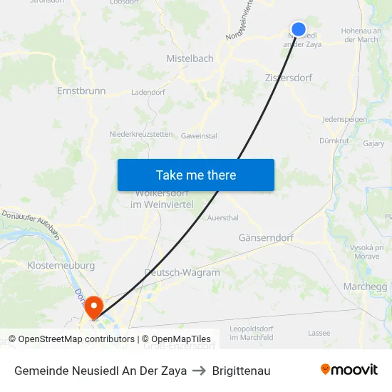 Gemeinde Neusiedl An Der Zaya to Brigittenau map