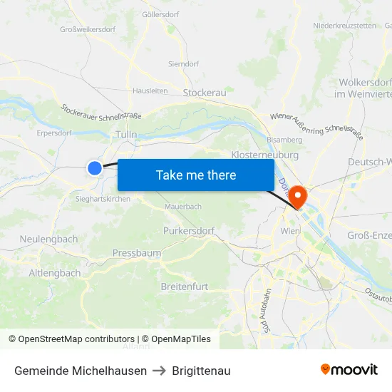Gemeinde Michelhausen to Brigittenau map