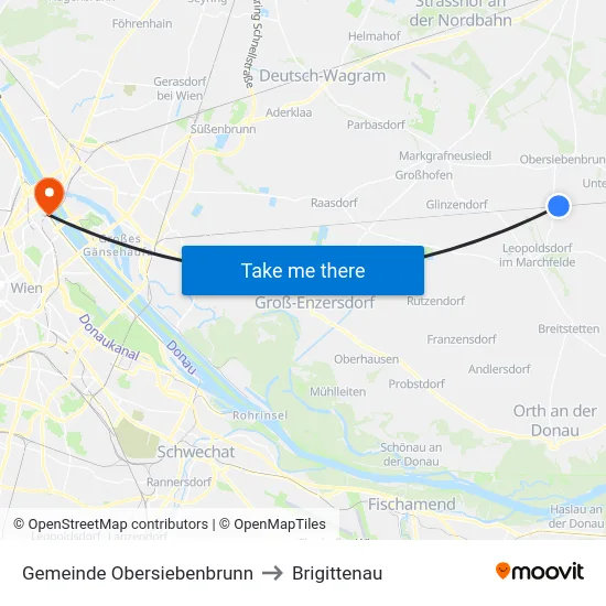 Gemeinde Obersiebenbrunn to Brigittenau map