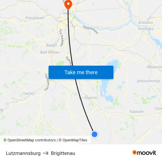 Lutzmannsburg to Brigittenau map