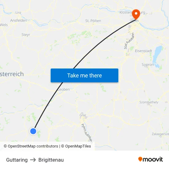 Guttaring to Brigittenau map