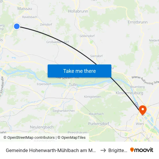 Gemeinde Hohenwarth-Mühlbach am Manhartsberg to Brigittenau map