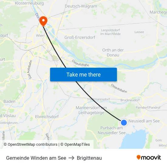 Gemeinde Winden am See to Brigittenau map