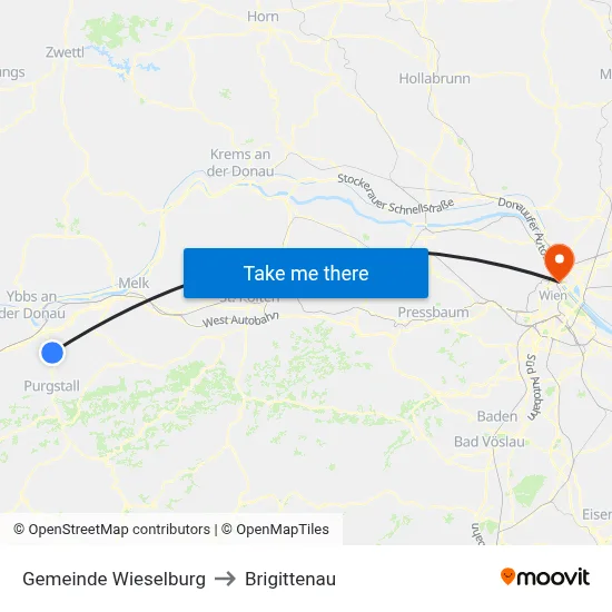 Gemeinde Wieselburg to Brigittenau map