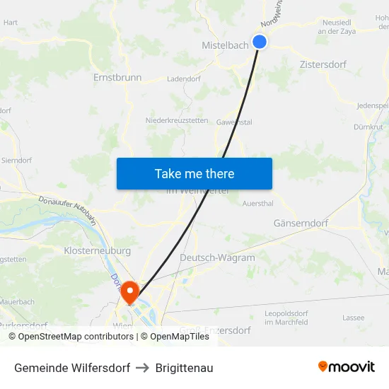 Gemeinde Wilfersdorf to Brigittenau map