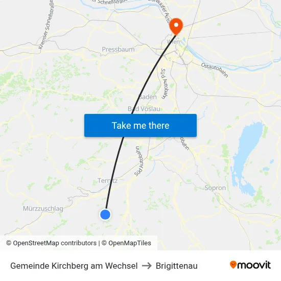 Gemeinde Kirchberg am Wechsel to Brigittenau map