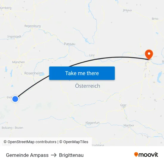Gemeinde Ampass to Brigittenau map