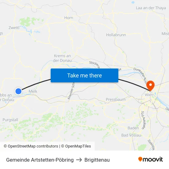 Gemeinde Artstetten-Pöbring to Brigittenau map