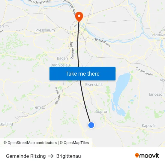 Gemeinde Ritzing to Brigittenau map