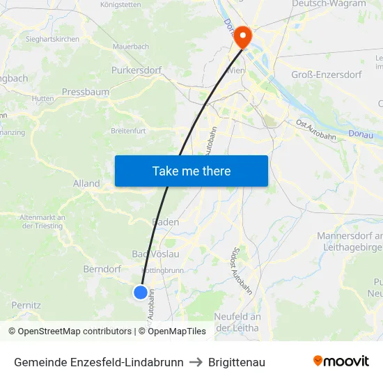 Gemeinde Enzesfeld-Lindabrunn to Brigittenau map