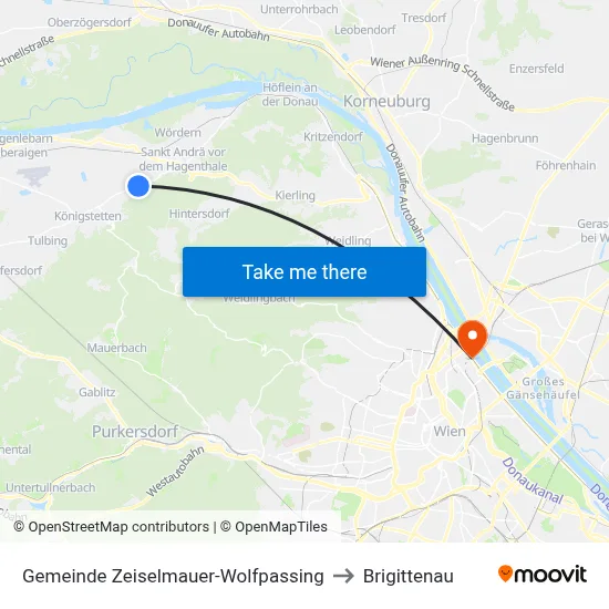 Gemeinde Zeiselmauer-Wolfpassing to Brigittenau map