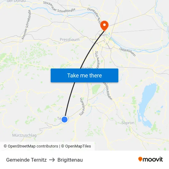 Gemeinde Ternitz to Brigittenau map