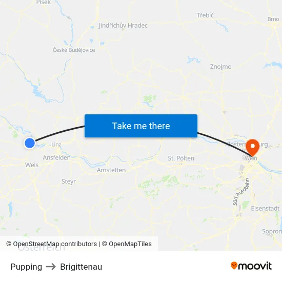 Pupping to Brigittenau map