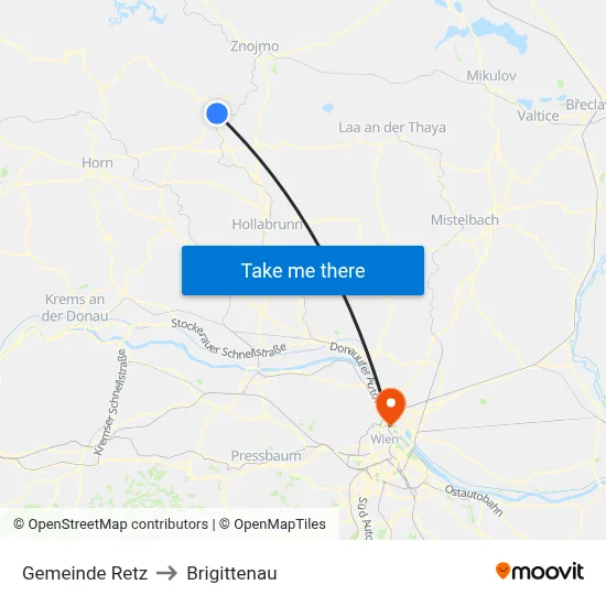 Gemeinde Retz to Brigittenau map